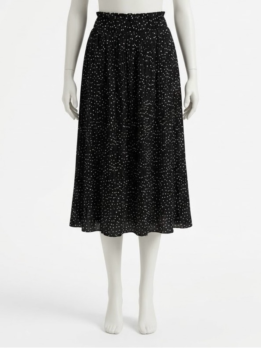 Women’s Black Polka Dot Midi Skirt by Exlura Size Large